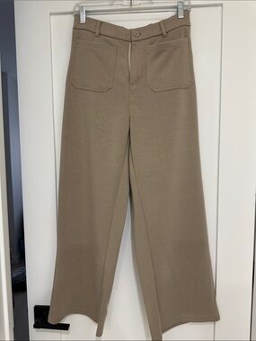 Amazon Wide Leg High-Rise Pants in Taupe